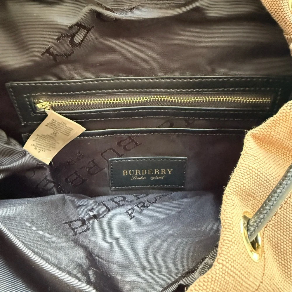 Burberry Brown Black and Red Canvas Drawstring Backpack